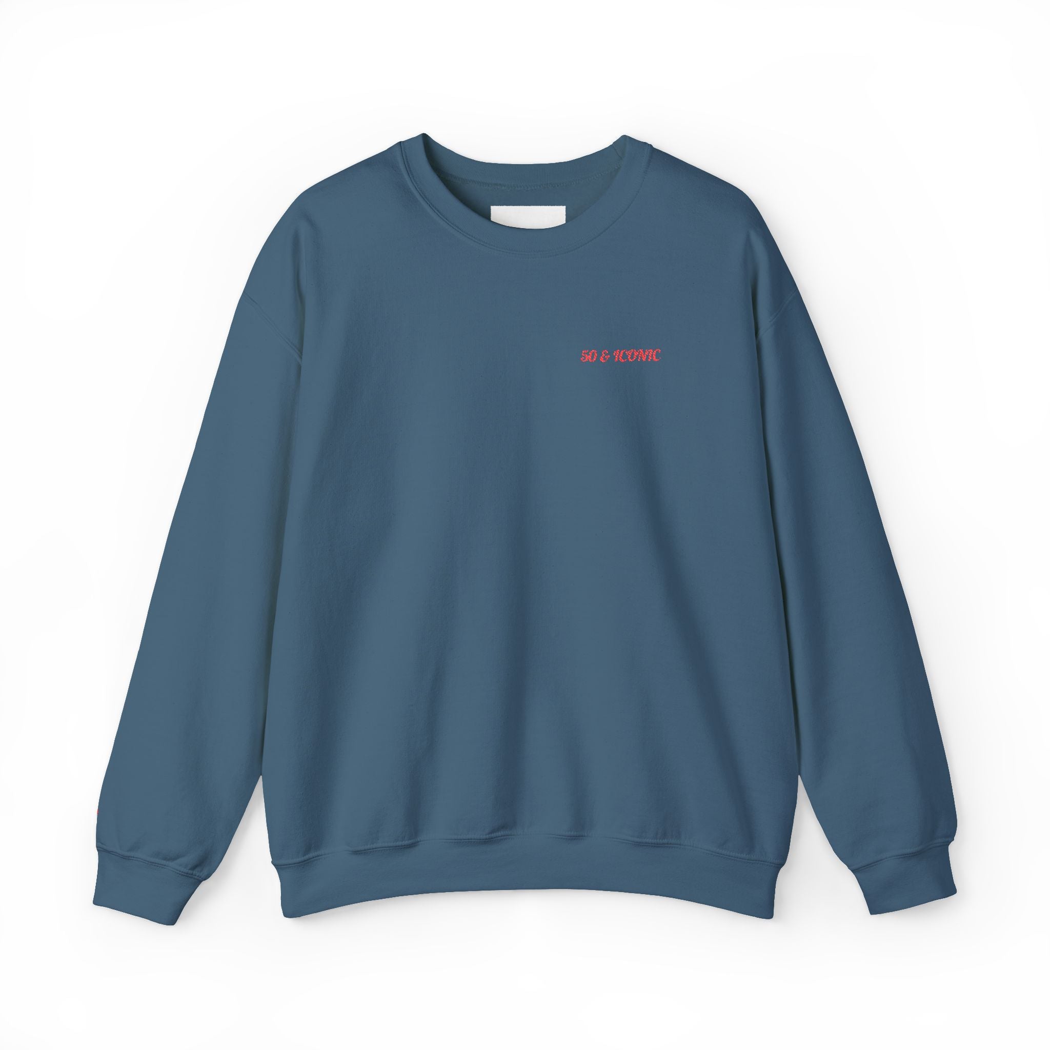50 & Iconic Unisex Sweatshirt: Red Embroidery Edition