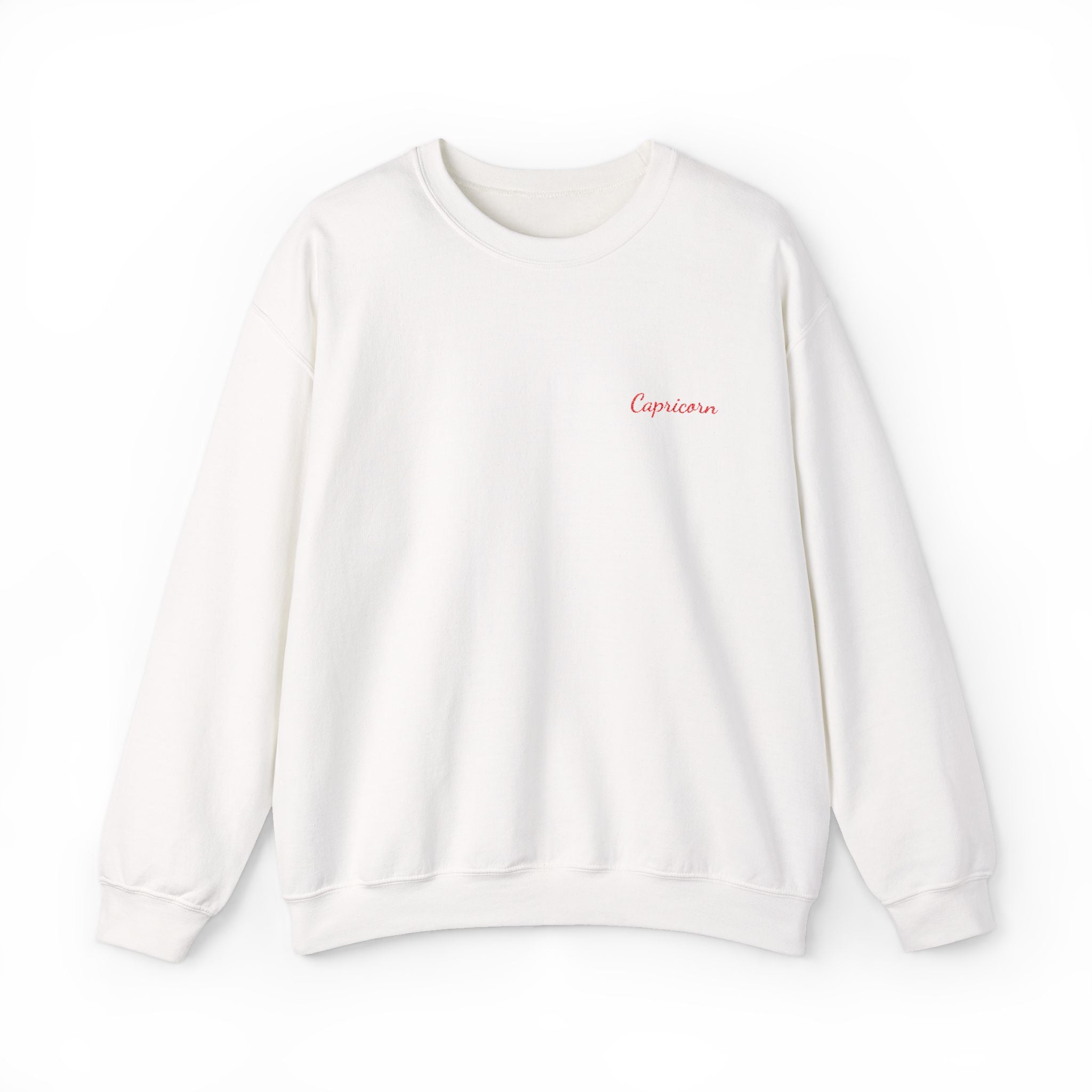 Capricorn Crewneck Sweatshirt — Red Embroidery without Heart