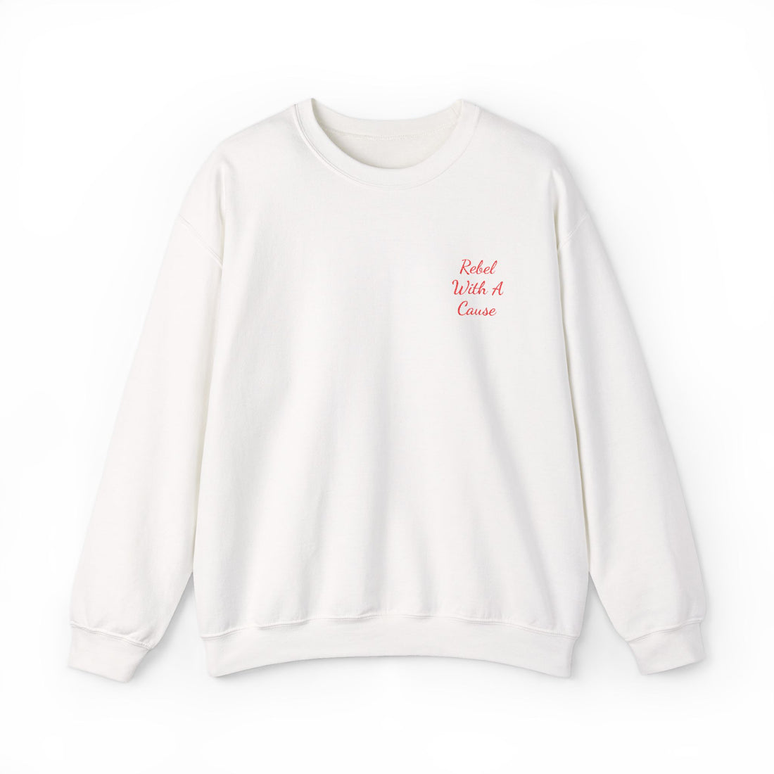 Rebel With a Cause Crewneck Sweatshirt — Red Embroidery (Aquarius Edition)