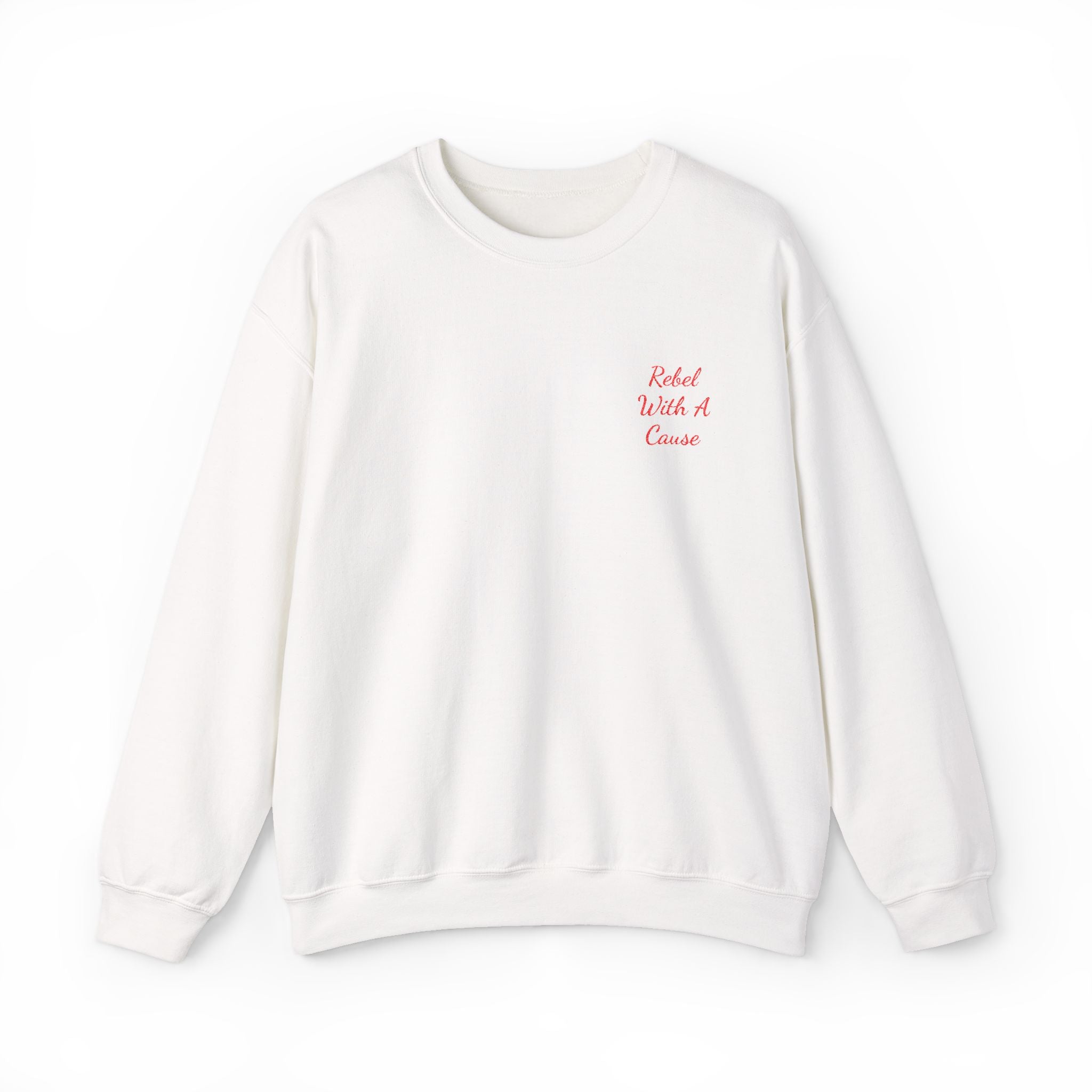 Rebel With a Cause Crewneck Sweatshirt — Red Embroidery (Aquarius Edition)