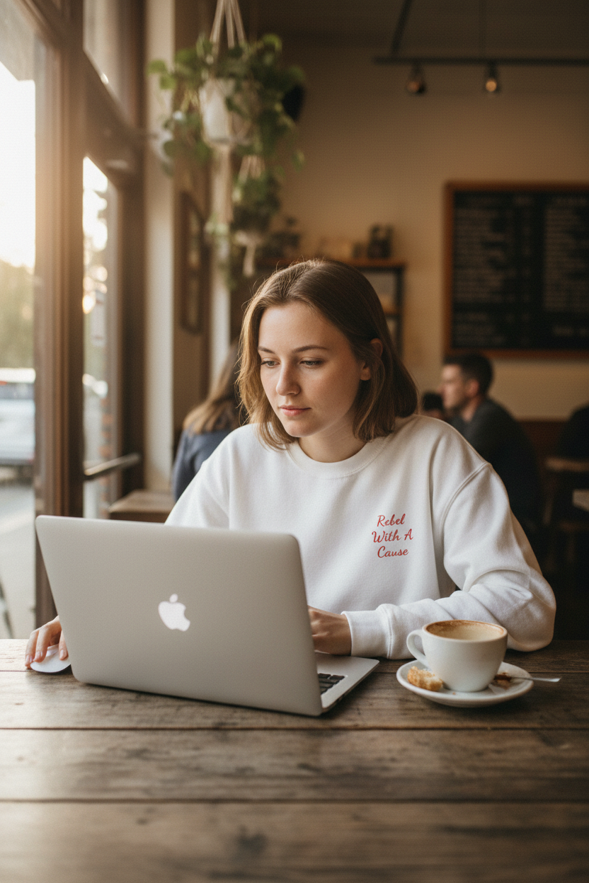 Rebel With a Cause Crewneck Sweatshirt — Red Embroidery (Aquarius Edition)