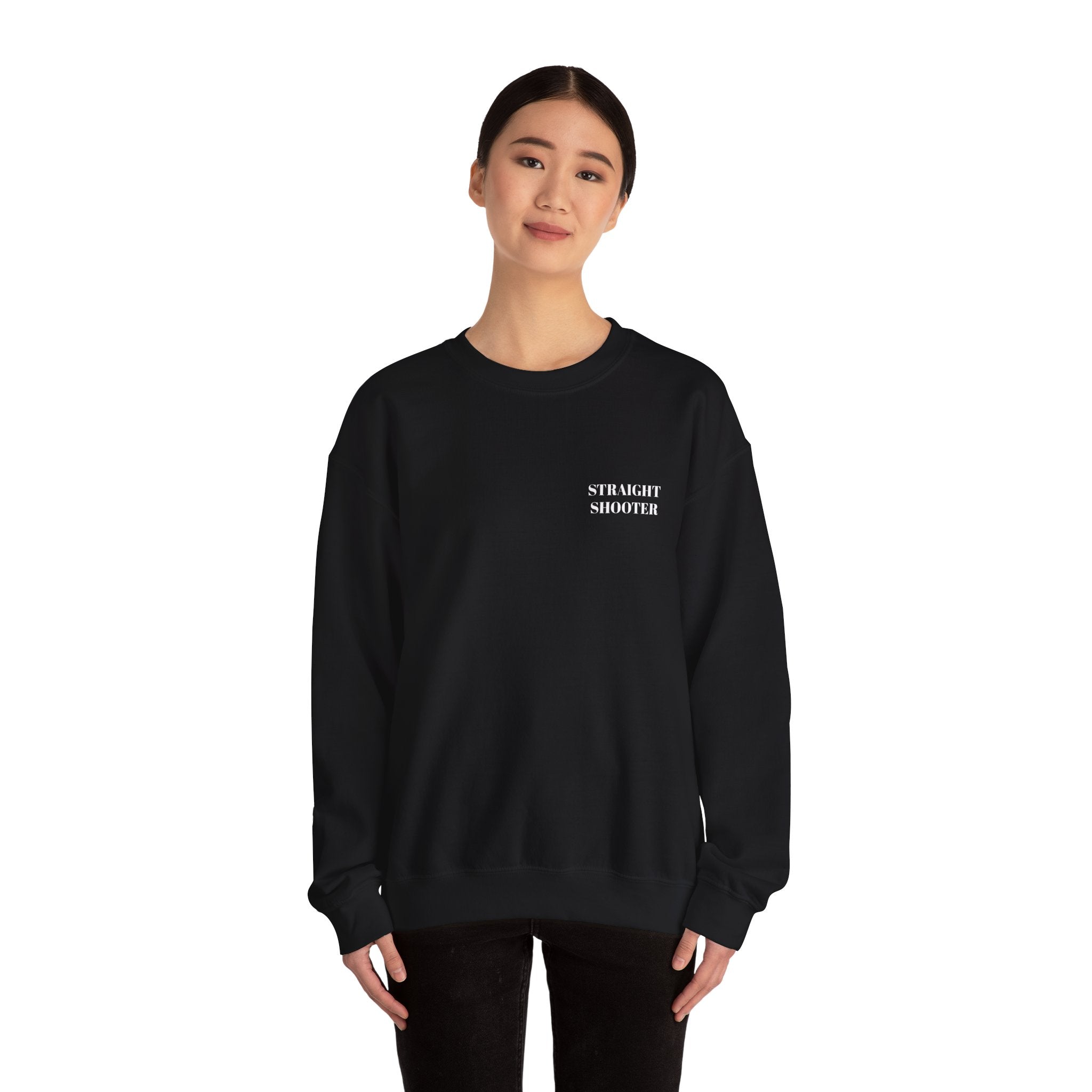 Crewneck Sweatshirt "Straight Shooter" – Minimal Retro Graphic Pullover
