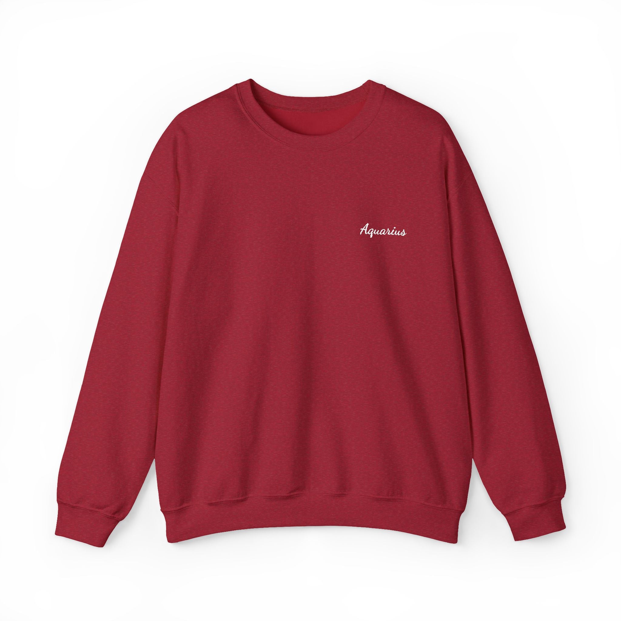 Aquarius Crewneck Sweatshirt — White Embroidery without Heart