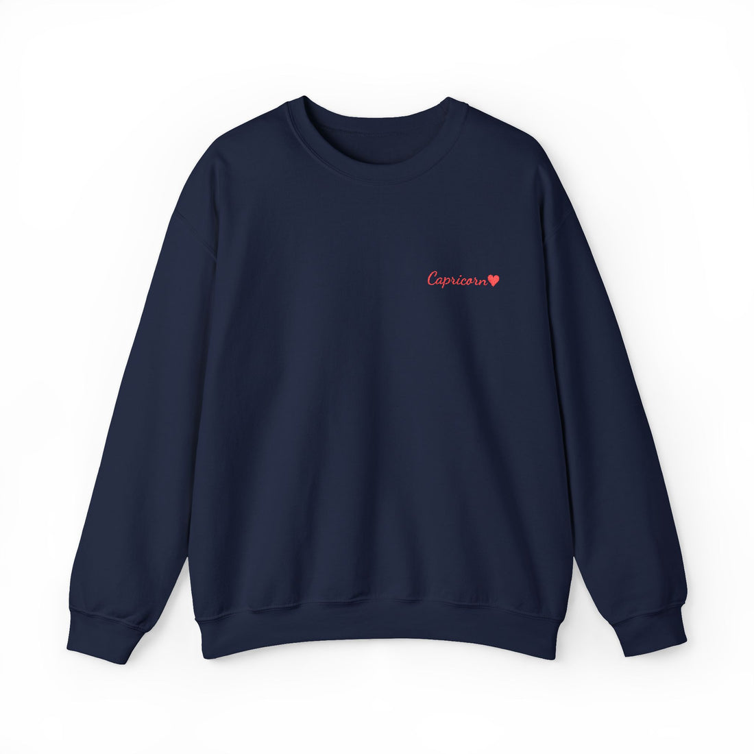 Capricorn Crewneck Sweatshirt — Red Embroidery with Heart